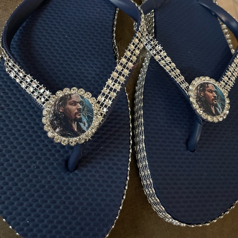 Aqua man flip flops